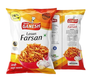Lasun Farsan Pouch — printed flexible packaging by Kaysons Multicolour